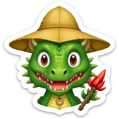 ein Drache mit einem Zauberstab in der Hand  und einem Hud  auf dem kopf und ein schnurbard auf dem gesicht sticker