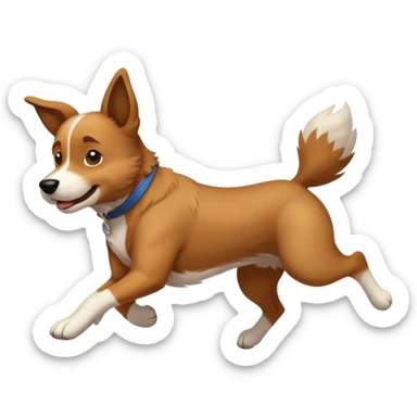 The dog is jumping. sticker