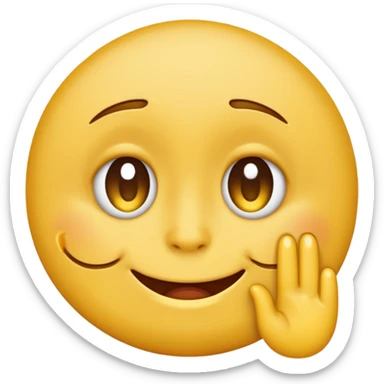 classic 2D round yellow emoji face, Facebook style, fake smile trying to cover sadness, tears in the eyes sticker