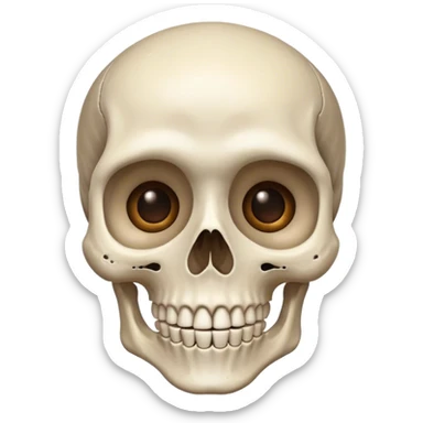 a skeleton who is alive and has eyes and is happy and friendly and has no left eye sticker