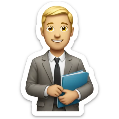 White man holding a resume sticker