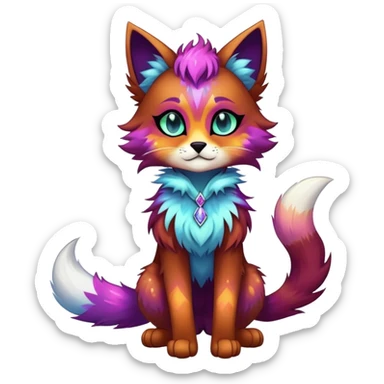 Multicolored Vibrant edgy gothic Falvie-Fionbri-creature-sparkle-feline-fursona, full body, with random markings sticker