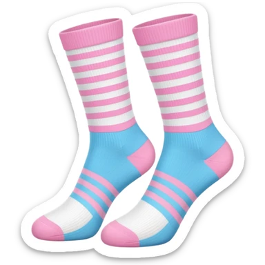 White sports socks with pastel pink stripes, minimal style sticker