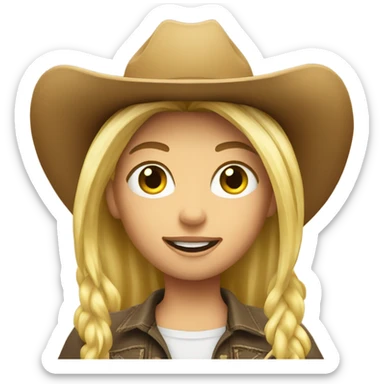 Blond girl with cowboy Hay sticker