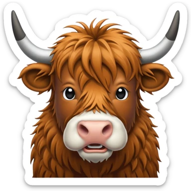 black and white line art highland cow sticker