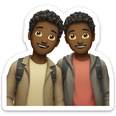 two boys in love on a walk sticker