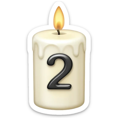 white candle with number 2 sticker