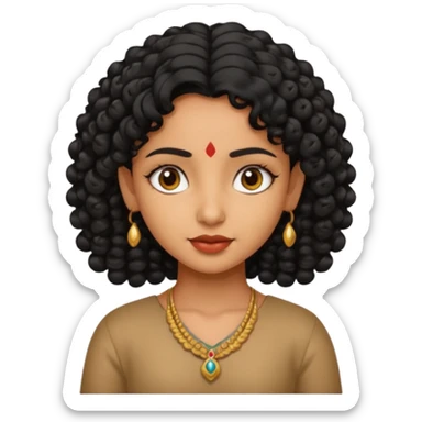 Indian fat girl south Indian curly short black hair tan darker skin sticker