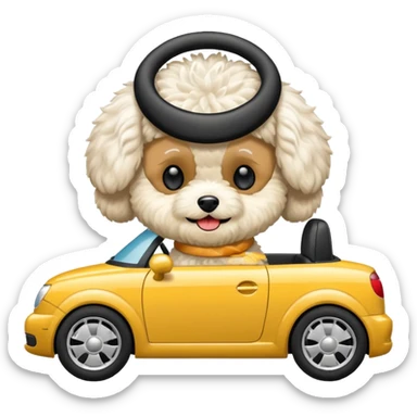 Maltipoo driving a car sticker
