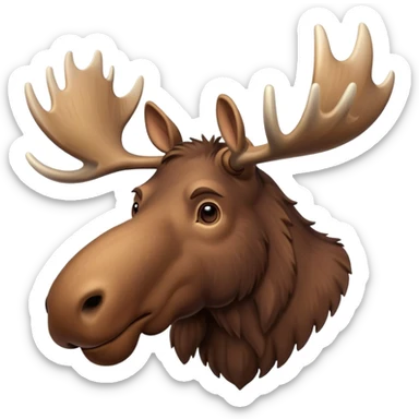 A high-resolution digital illustration of a noble moose in a clean, semi-realistic style. The noble moose is shown head on sticker