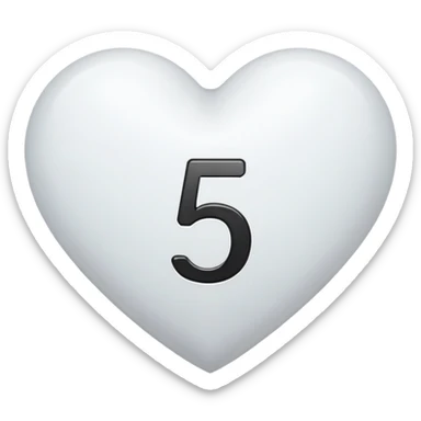 A big number five in a white heart with black font…   sticker