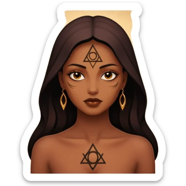 Dark oil traced over woman’s skin forming occult symbols, sensual devotion sticker