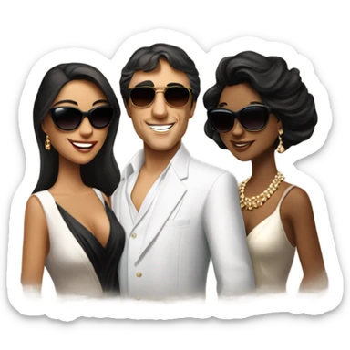 Tony Montana sunglasses happy with 3 beautiful ladies with him sticker