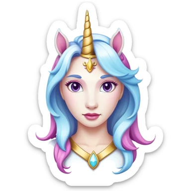unicorn queen white skin, magical sticker