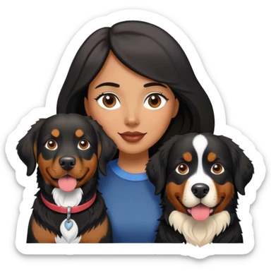 One Woman with black lab and Bernese mountain dog  sticker