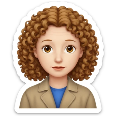 really long hair light brown curly pale skin middle age sticker