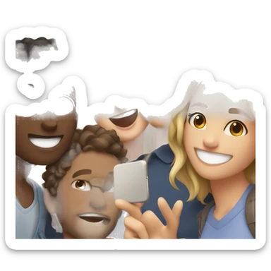 happy group selfie moment love sticker
