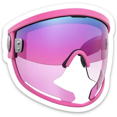 sporty pink shield visor sunglasses with ultra thick frame and decorative side screws, industrial heavy-duty look, massive build, one-piece lens sticker