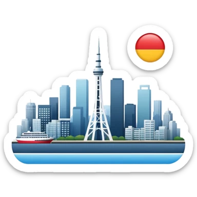 Create a tech founders day logo for japan using the tokyo and san francisco skyline  sticker