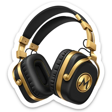 Icon of headphones with square ear pads in the Marshall style. sticker