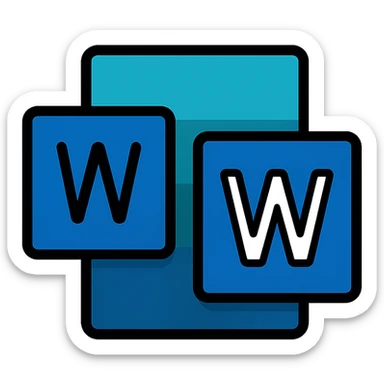 Microsoft Word logo as a flat icon, modern flat style, clear W letter, simple shapes sticker