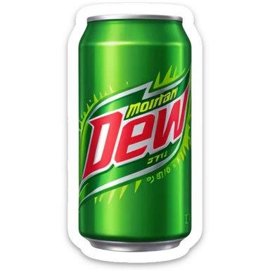 Draw a Mountain Dew can with green label & bold neon logo. sticker