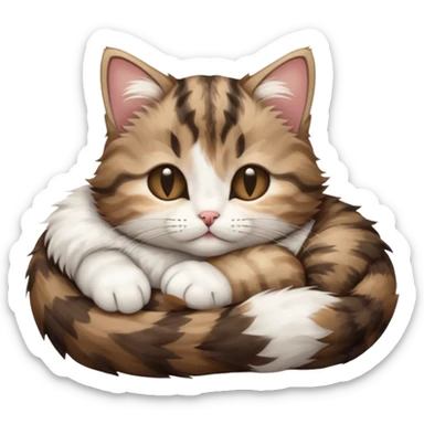 dark brown tabby and white kitten in funny positions with eyes closed sticker