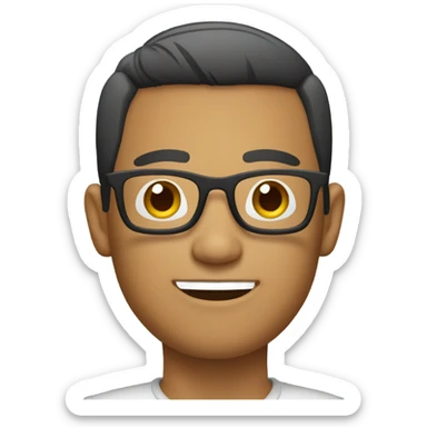 a developrt wih glasses, a trim cut hair asian color fiipino sticker