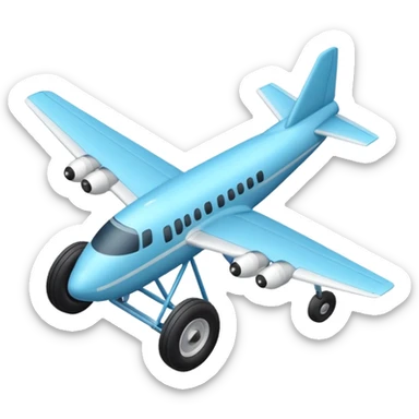 The aircraft's landing gear is one inflated, plump wheel with a strut, black in color, cartoon-style, isometric sticker