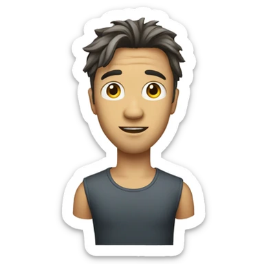 guy with mullet with chizzled jawline and big ish ears sticker