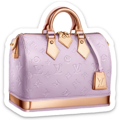 pastel purple Designer Louis Vuitton bag with rose gold monogram and witw trim sticker