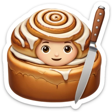 cinnamon roll holding knife sticker