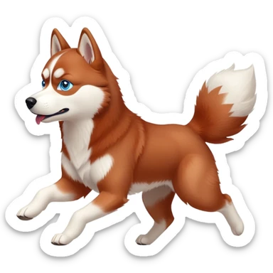 cinematic full body red siberian husky with blue eyes, running sticker