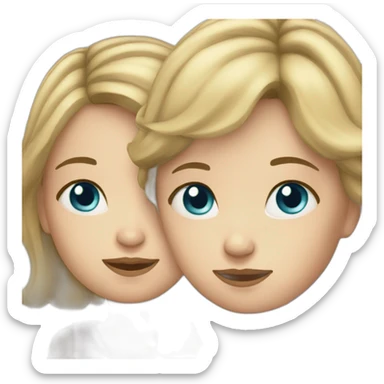 Brunette mom with blonde daughter both with blue eyes sticker