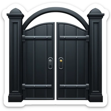 iOS emoji, minimal dark gate, sealed door, flat design sticker
