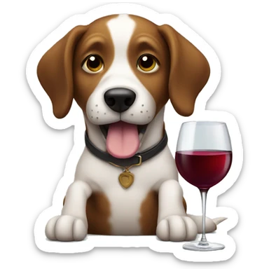 Dog drinking wine sticker