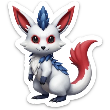 Scaly furry cute realistic painted smooth glossy Zangoose-Salandit-Minccino-Absol-fusion sticker