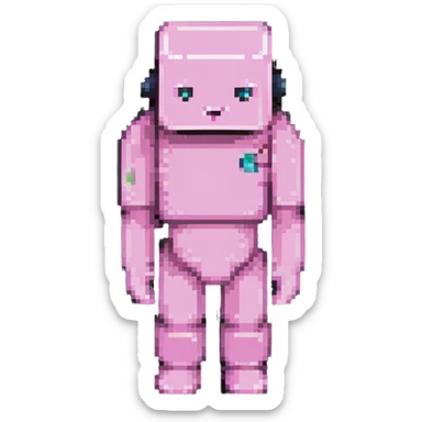 Minecraft pig, full body, pink blocky animal with square head and square body sticker