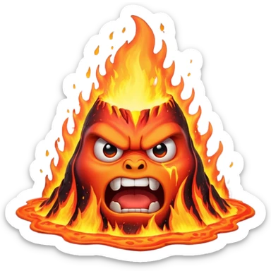 can i have an image of an angry volcano erupting with an angry fave sticker