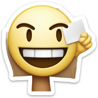 fake big smile emoji holding a sign that says “hahahaha… pls help me” sticker