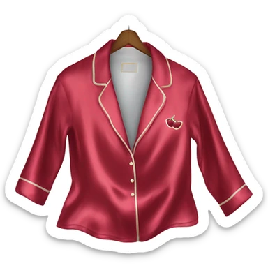 Luxury silk cherry-red pyjama on hanger sticker