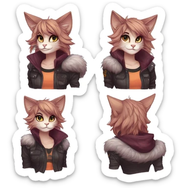 Edgy anthro tomboy cat furry by Falvie, LiLaiRa, griffsnuff, AngieWolf sticker