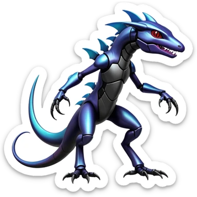 Shiny Exotic Edgy Badass Gothic Cool epic Salandit-Genesect-Koraidon-Fakémon-hybrid-creature (full body)  sticker