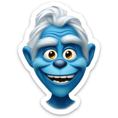Blue grinch smirking  sticker