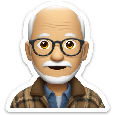 a lovely asian old man, wearing round glasses and a beard, dressed in cozy flannel coat sticker