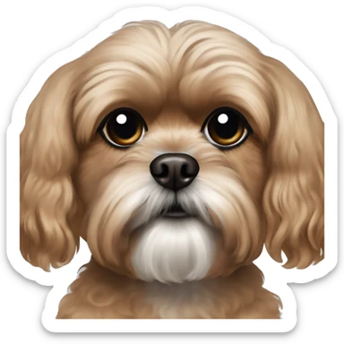Brown shih tzu poodle mix with black ears and long eye lashes sticker