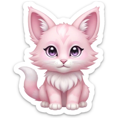 Kawaii bright fantasy pastel ethereal anthro feline fursona animal creature sticker
