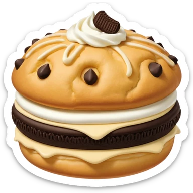 oreo cookie topping cream puff, simplified, clear, emoji-like, no faces sticker