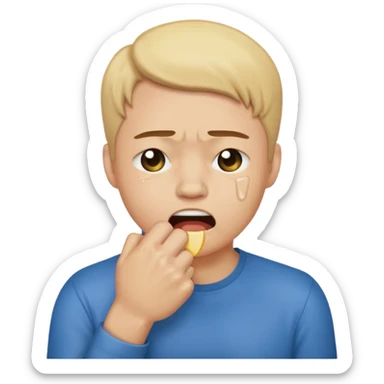 Crying emoji with fist covering mouth sticker