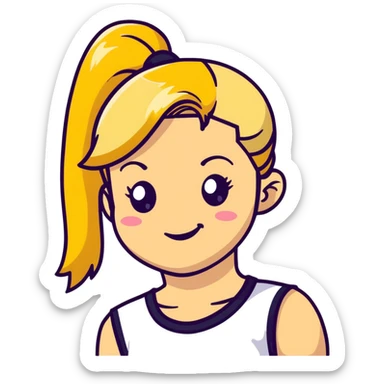 blonde girl with high pony tail hair, winking sticker